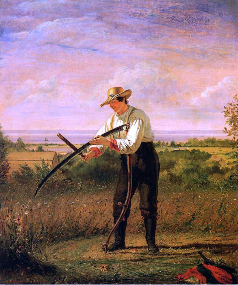  William Sidney Mount Farmer Whetting His Sythe - Canvas Print