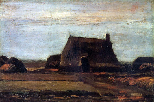  Vincent Van Gogh The Farmhouse with Peat Stacks - Canvas Print