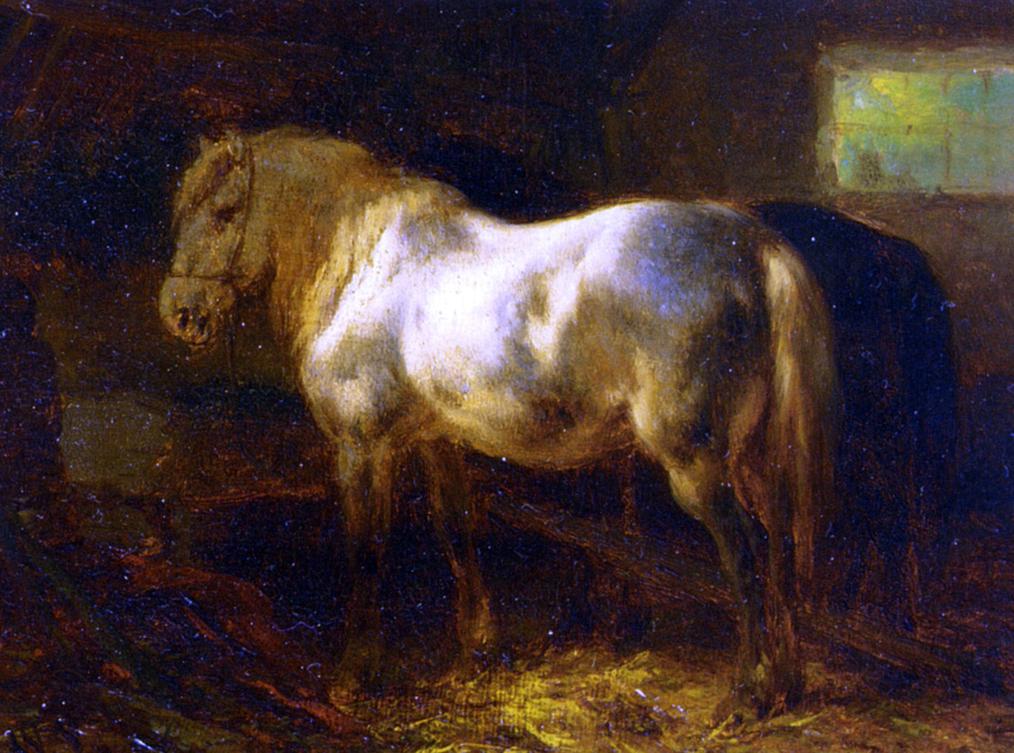  Wouter Verschuur Feeding the Horses in a Stable - Canvas Print