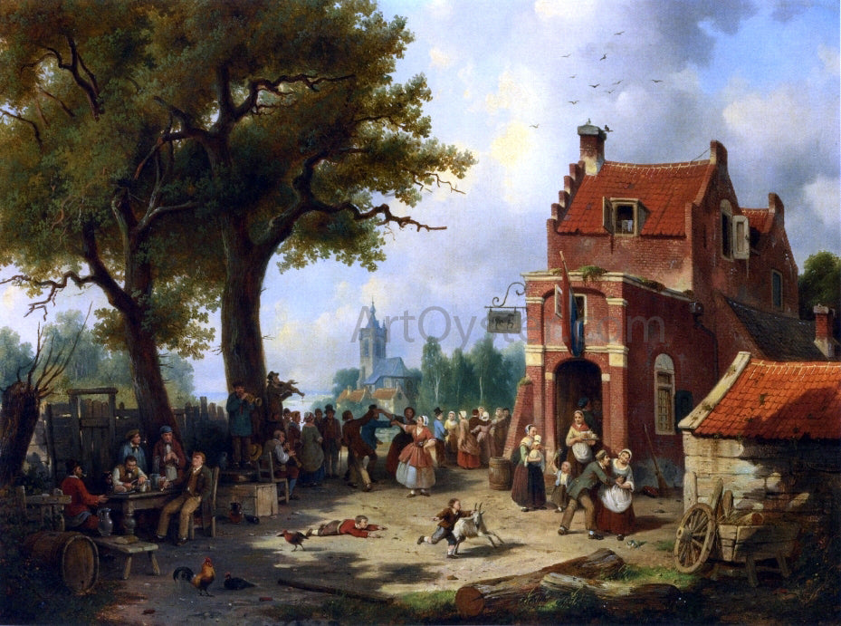  Jacques Francois Carabain Festivities Outside the Inn - Canvas Print