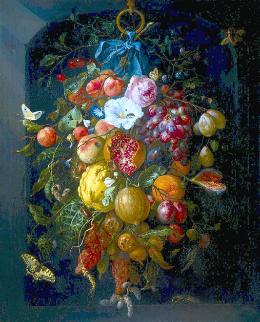  Jan Davidsz De Heem Festoon of Fruit and Flowers - Canvas Print