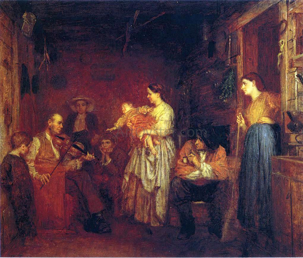  Eastman Johnson Fiddling His Way - Canvas Print