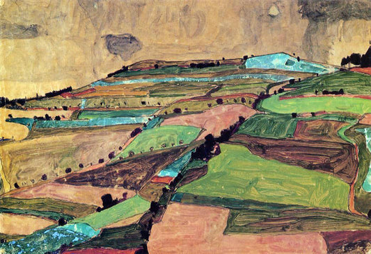  Egon Schiele Field Landscape (also known as Kreuzberg near Krumau) - Canvas Print