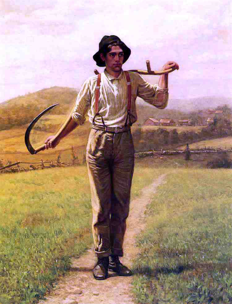  John George Brown Fieldhand with Sythe - Canvas Print