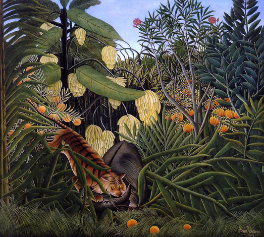  Henri Rousseau Fight between a Tiger and a Buffalo - Canvas Print