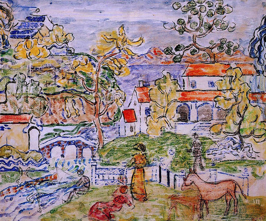  Maurice Prendergast Figures and Donkeys (also known as Fantasy with Horse) - Canvas Print