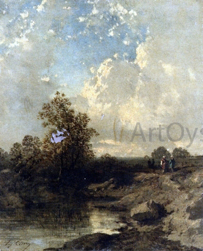  Eugene Ciceri Figures by a Riverbank - Canvas Print