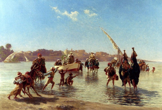  Paul Rudolf Linke Figures Coming Ashore Near Luxor, Upper Egypt - Canvas Print