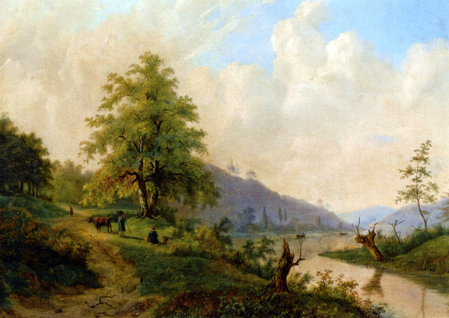  Willem Bodemann Figures in a River Landscape - Canvas Print