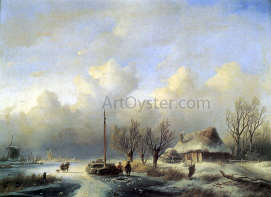  Andreas Schelfhout Figures in a Winter landscape - Canvas Print