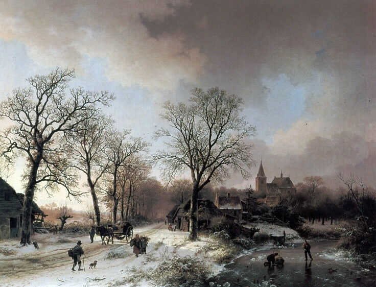  Barend Cornelis Koekkoek Figures in a Winter Landscape - Canvas Print