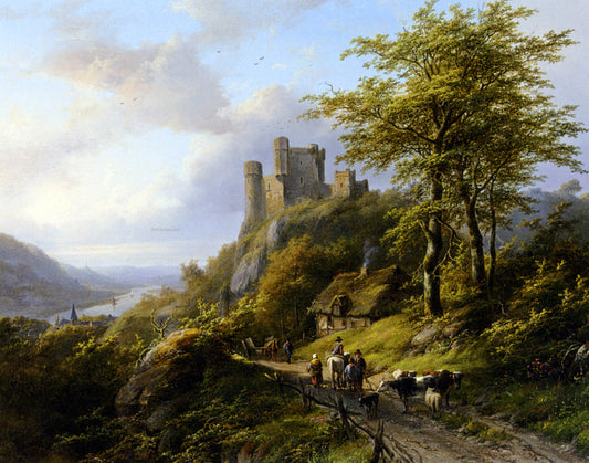  Johann Bernard Klombeck Figures near a Ruin in a Landscape - Canvas Print