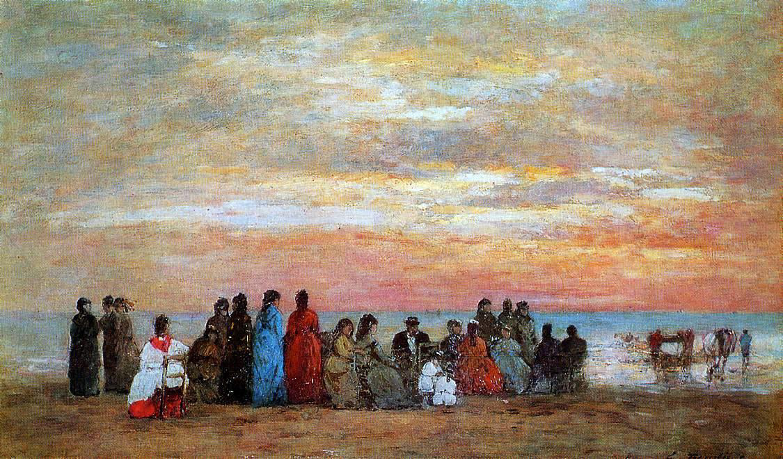  Eugene-Louis Boudin Figures on the Beach at Trouville - Canvas Print