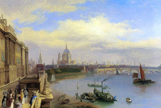  William Parrott Figures Promenading Outside Somerset House, St. Paul's Cathedral Beyond - Canvas Print