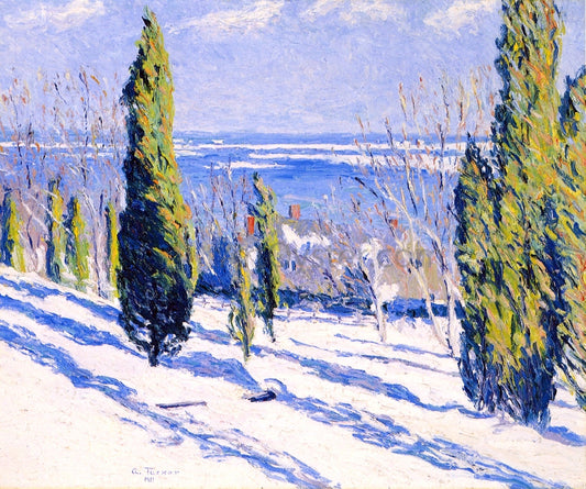  Allen Tucker Fir Tree Shadows on a Snowy Bank - Canvas Print