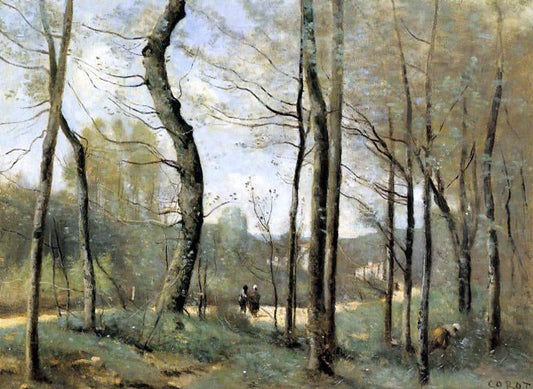  Jean-Baptiste-Camille Corot First Leaves, near Nantes - Canvas Print