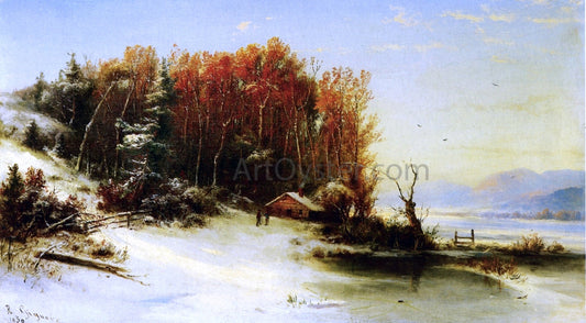  Marie-Francois-Regis Gignoux First Snow Along the Hudson - Canvas Print