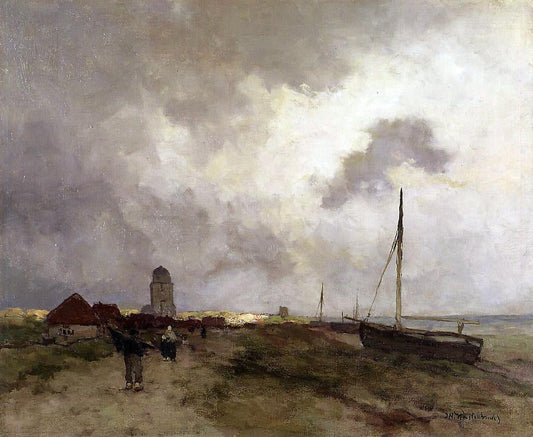  Johann Hendrik  Weissenbruch Fisherfolk Returning Home - Canvas Print