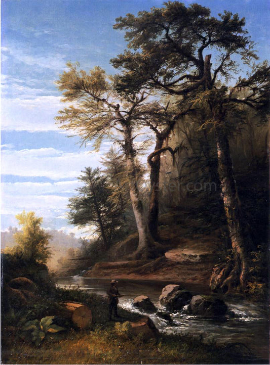  John Williamson Fisherman by a Stream - Canvas Print