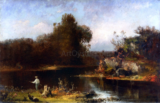  Joseph Morviller Fisherman on the Riverbank - Canvas Print