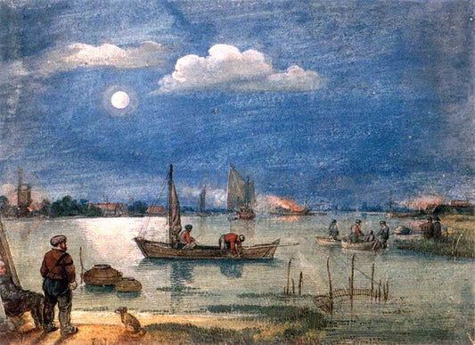  Hendrick Avercamp Fishermen by Moonlight - Canvas Print