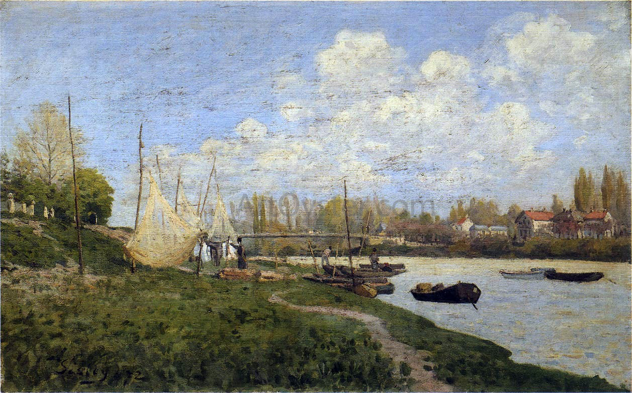  Alfred Sisley Fishermen Mending Nets - Canvas Print