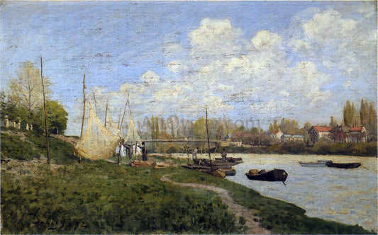  Alfred Sisley Fishermen Mending Nets - Canvas Print