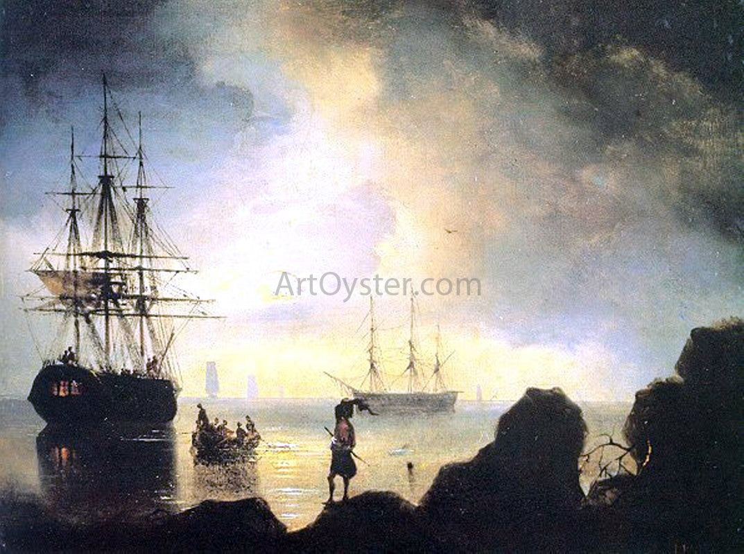  Ivan Constantinovich Aivazovsky Fishermen on the Shore - Canvas Print