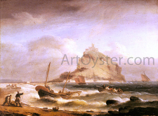  Thomas Luny Fishermen Rowing in, Before St. Michael's Mount - Canvas Print
