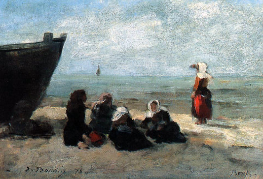  Eugene-Louis Boudin Fisherwives Waiting for the Boats to Return - Canvas Print