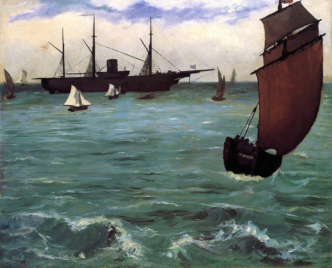  Edouard Manet Fishing Boat Coming in Before the Wind (also known as The Kearsarge at Bologne) - Canvas Print