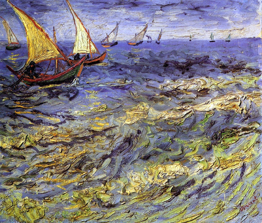 Vincent Van Gogh Fishing Boats at Sea (also known as Seascape at Saintes-Maries) - Canvas Print
