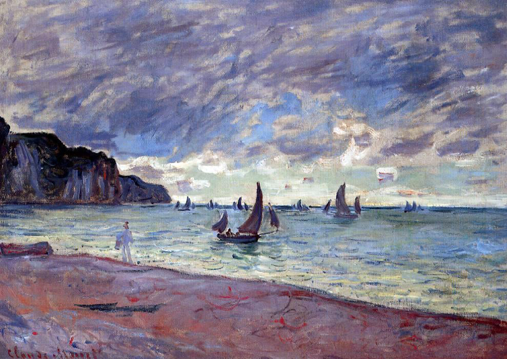  Claude Oscar Monet Fishing Boats by the Beach and the Cliffs of Pourville - Canvas Print