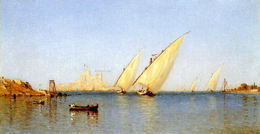  Sanford Robinson Gifford Fishing Boats Coming into Brindisi Harbor - Canvas Print