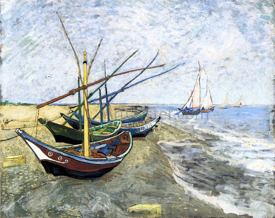  Vincent Van Gogh A Fishing Boat on the Beach at Les Saintes-Maries-de-la-Mer - Canvas Print