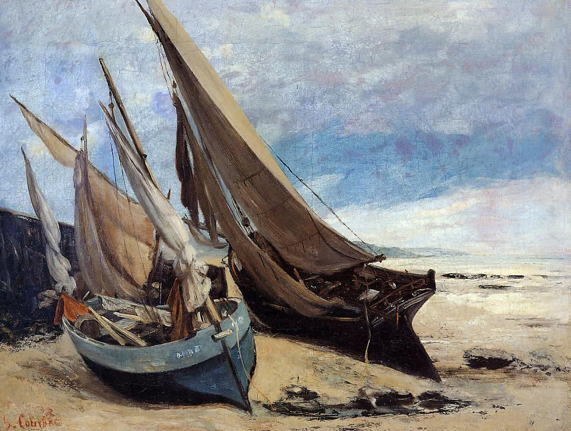 Gustave Courbet Fishing Boats on the Deauville Beach Canvas Print – Art MegaMart