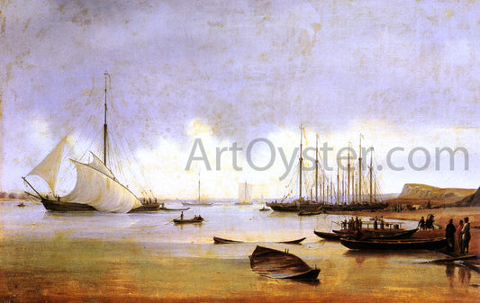  Anton Ivanovich Ivanov Fishing Vessels off a Jetty, believed to be Costroma (Russia) - Canvas Print