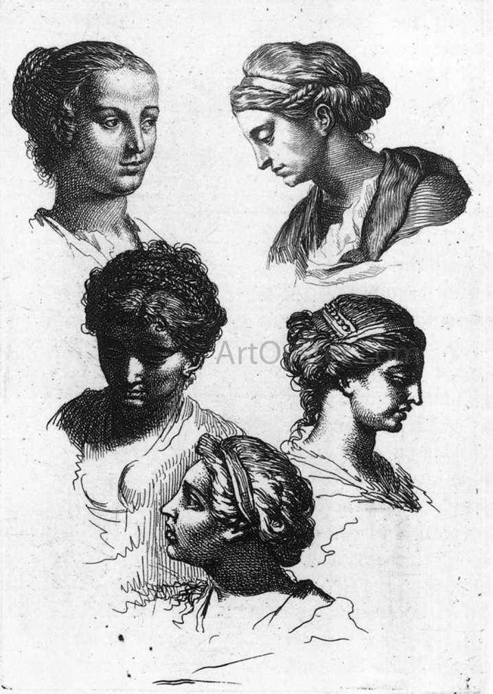  Gerard De Lairesse Five Female Heads - Canvas Print