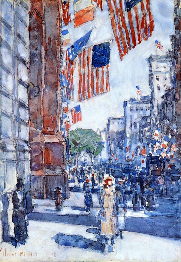  Frederick Childe Hassam Flags, Fifth Avenue - Canvas Print