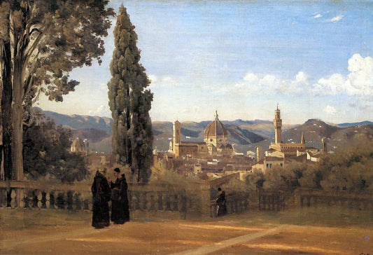  Jean-Baptiste-Camille Corot Florence - The Boboli Gardens - Canvas Print