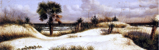  William Aiken Walker Florida Seascape with Sand Dune, Palm Tree, and Yuccas - Canvas Print