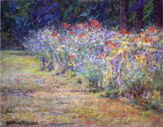  John Ottis Adams Flower Border - Canvas Print