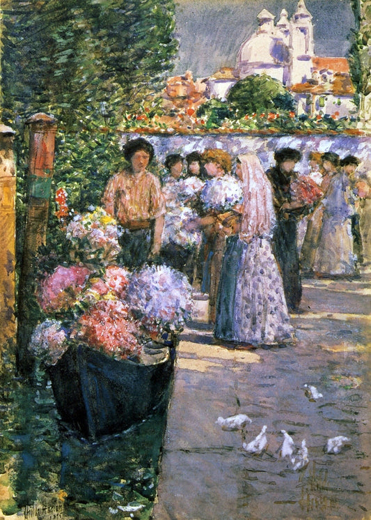  Frederick Childe Hassam A Flower Market - Canvas Print