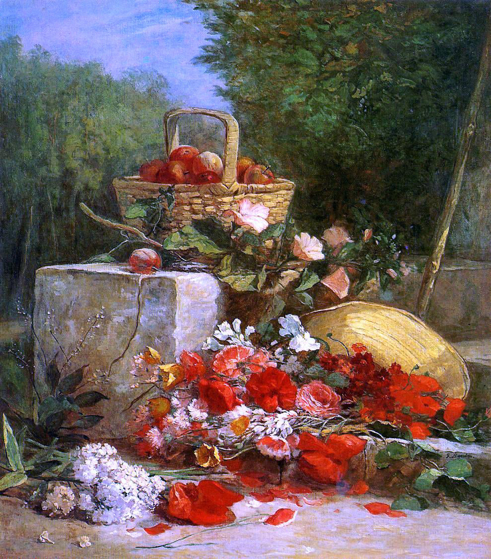  Eugene-Louis Boudin Flowers and Fruit in a Garden - Canvas Print