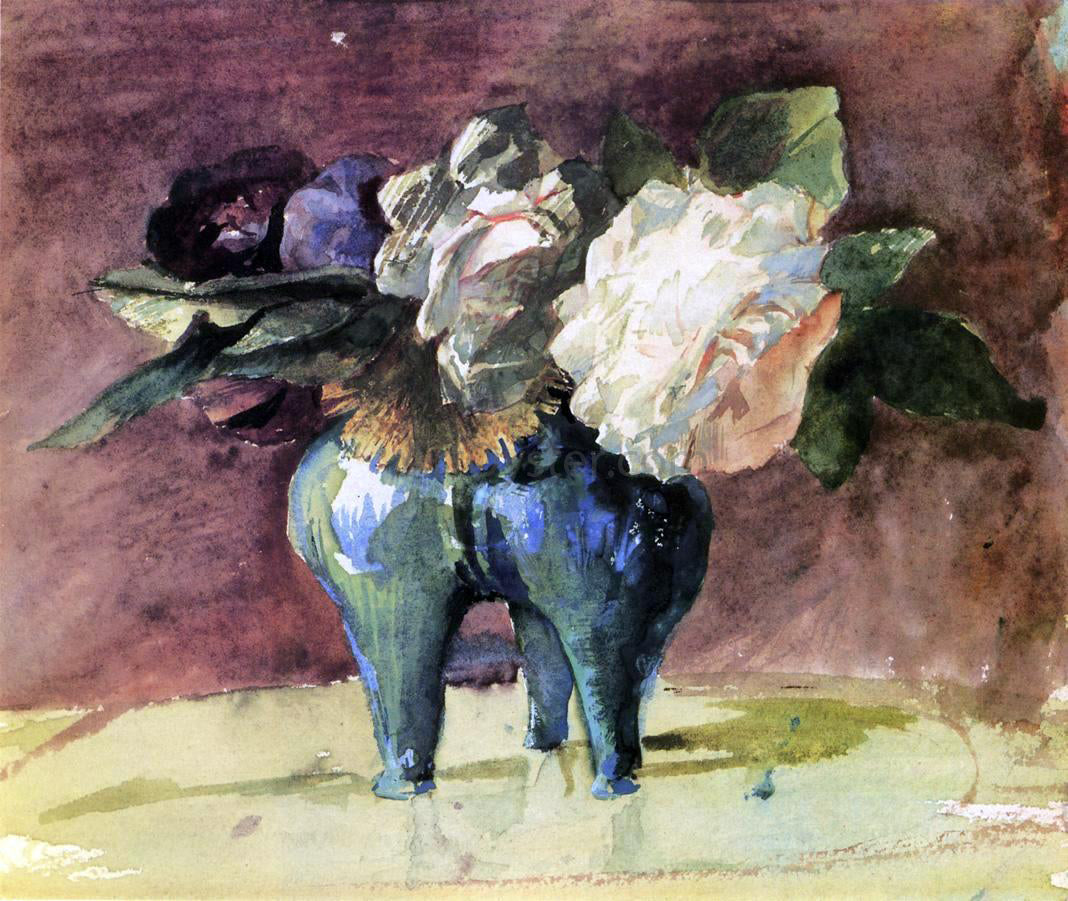  John La Farge Flowers. In a Blue Chinese Vase, of Antique Shape - Canvas Print