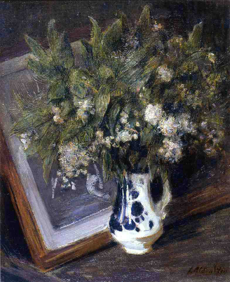  Julian Alden Weir Flowers in a Delft Jug - Canvas Print