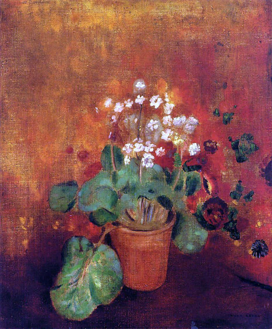  Odilon Redon Flowers in a Pot on a Red Background - Canvas Print