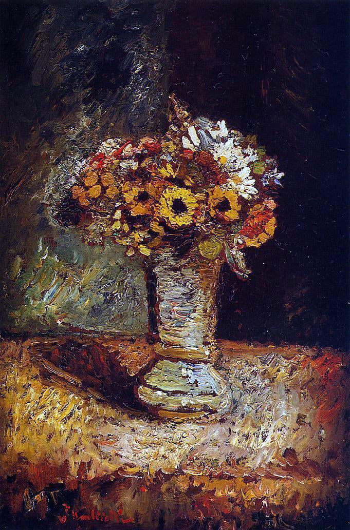  Adolphe-Joseph-Thomas Monticelli Flowers in a Vase - Canvas Print