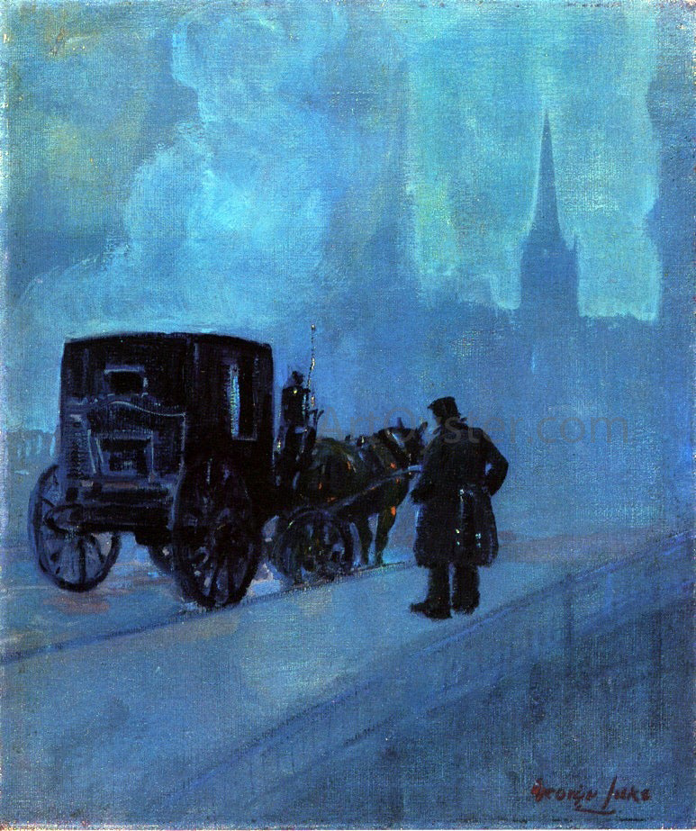  George Luks Foggy Night, New York - Canvas Print