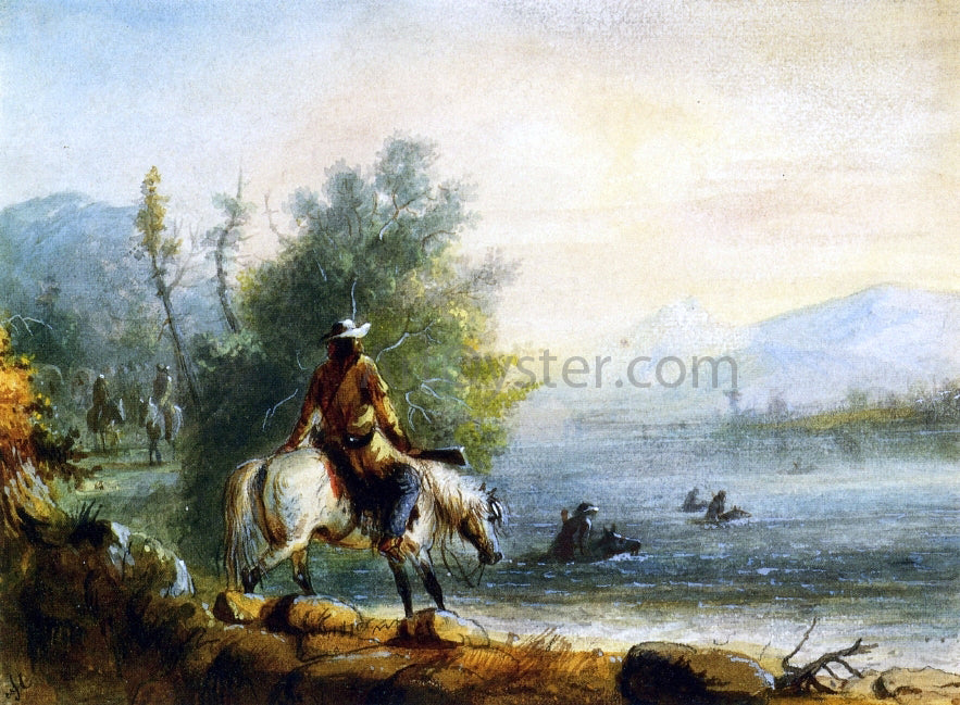  Alfred Jacob Miller Fording the River - Canvas Print